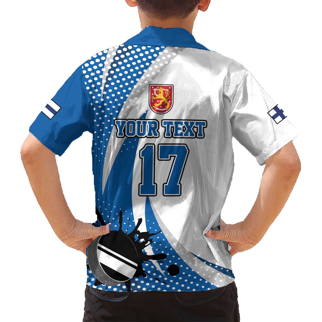 Custom Finland Ice Hockey Go Champions Family Matching Off Shoulder Maxi Dress and Hawaiian Shirt Suomi Leijonat Sporty Style