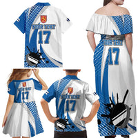 Custom Finland Ice Hockey Go Champions Family Matching Off Shoulder Maxi Dress and Hawaiian Shirt Suomi Leijonat Sporty Style