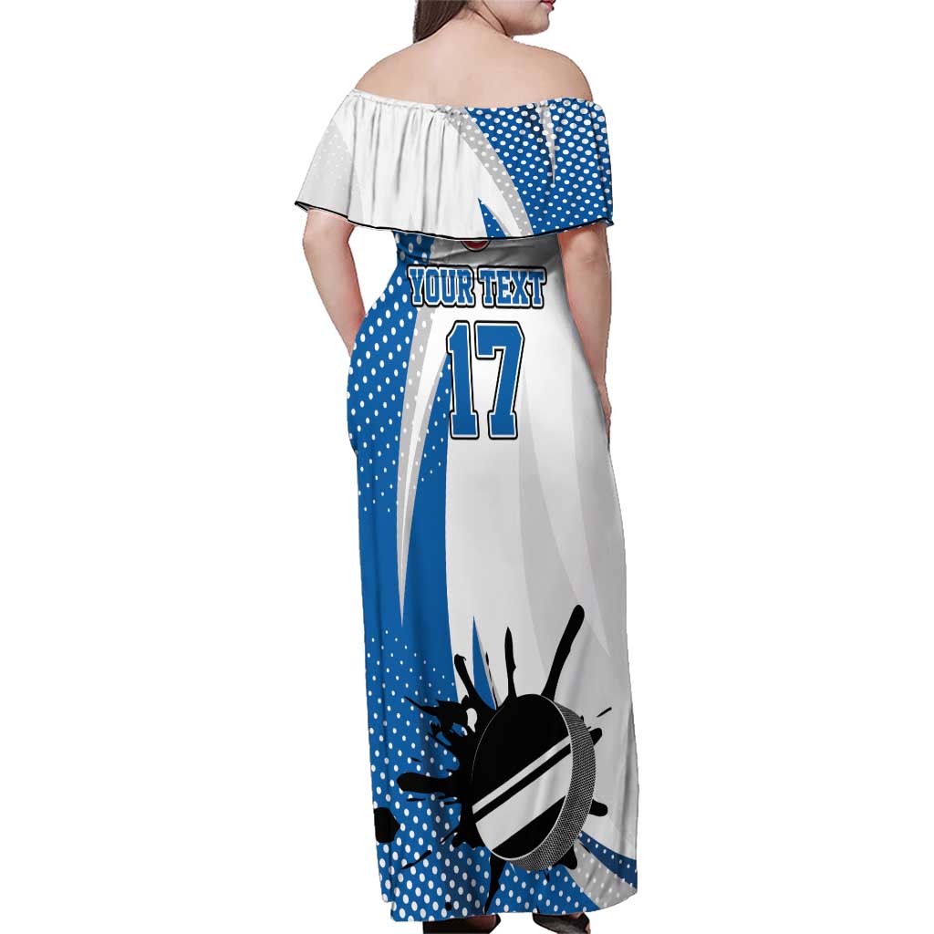 Custom Finland Ice Hockey Go Champions Family Matching Off Shoulder Maxi Dress and Hawaiian Shirt Suomi Leijonat Sporty Style
