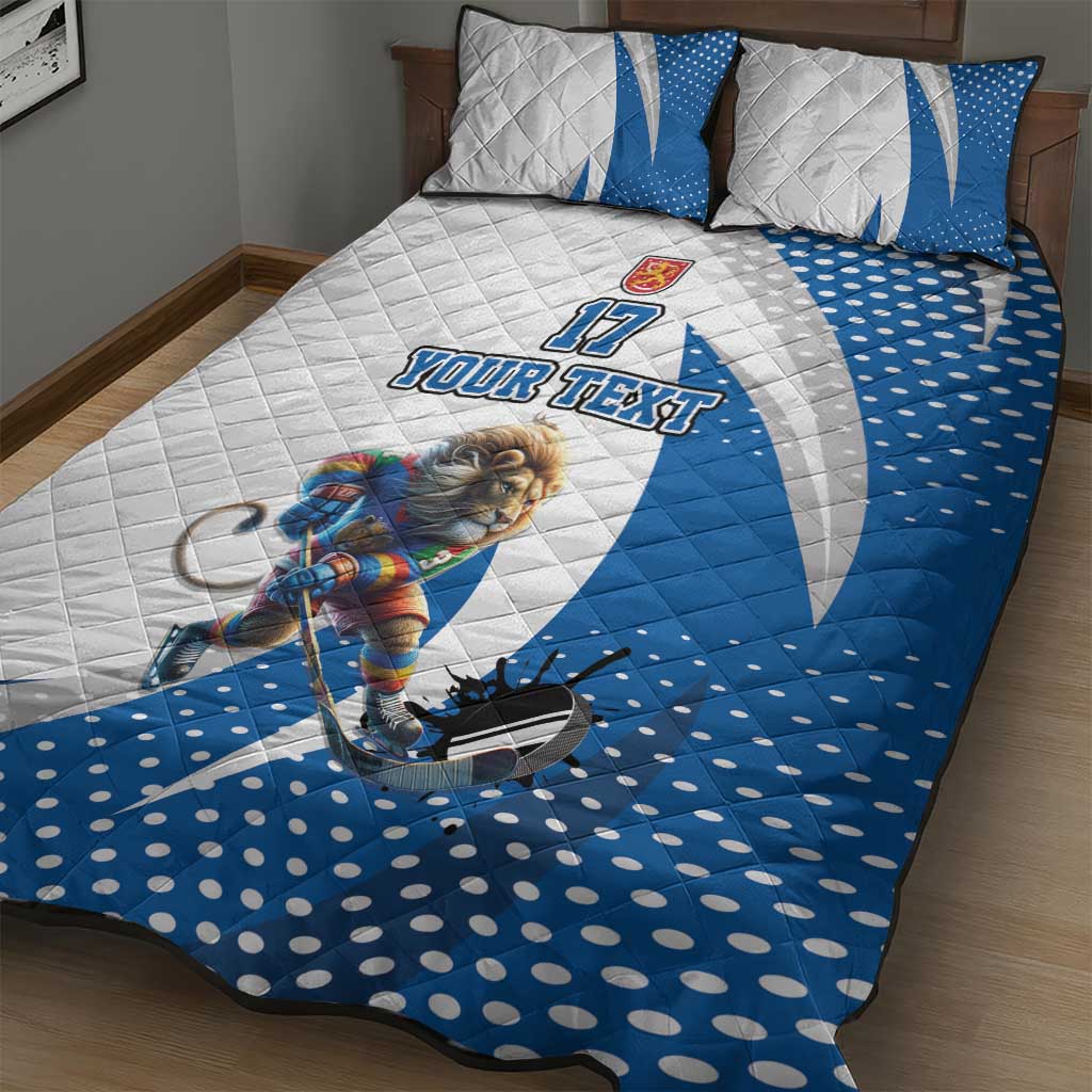 Custom Finland Ice Hockey Go Champions Quilt Bed Set Suomi Leijonat Sporty Style