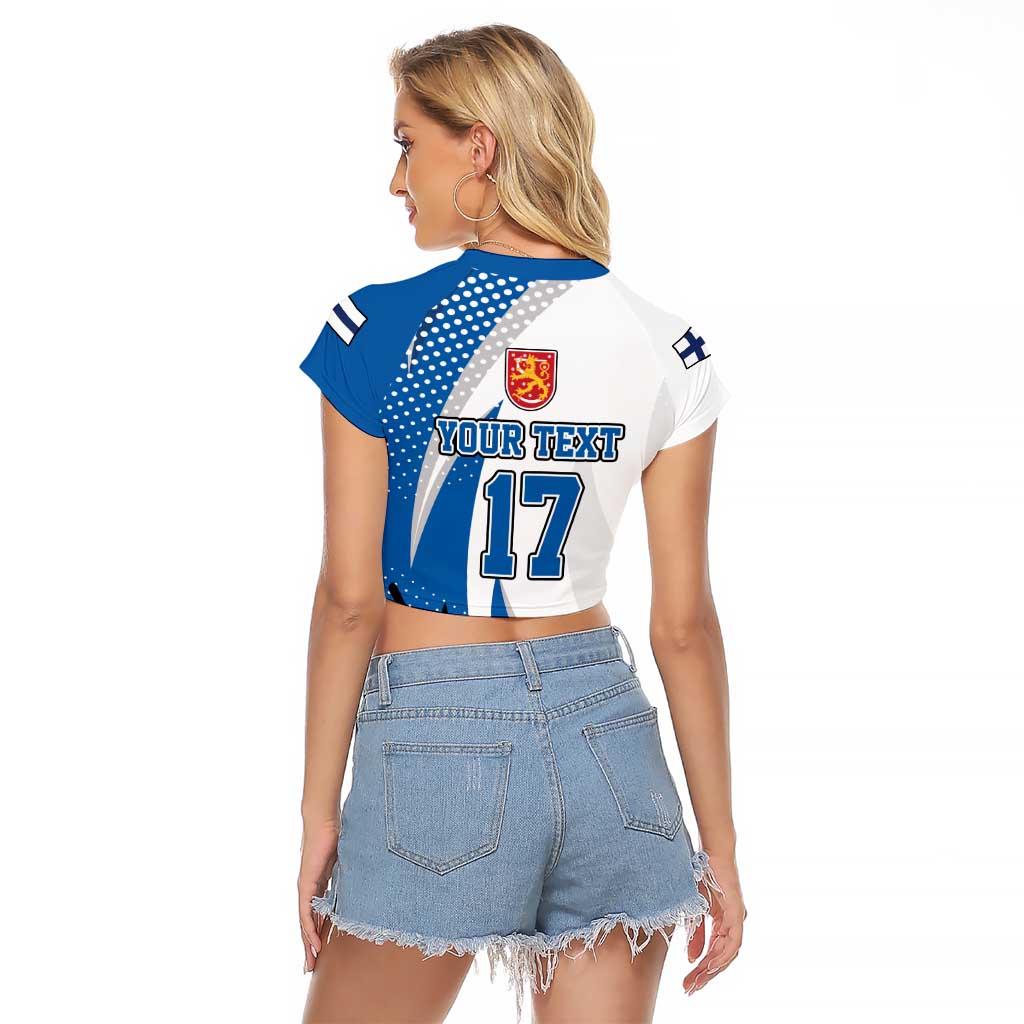 Custom Finland Ice Hockey Go Champions Raglan Cropped T Shirt Suomi Leijonat Sporty Style