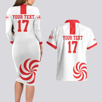 Custom Georgia Rugby We are Champions Couples Matching Long Sleeve Bodycon Dress and Hawaiian Shirt Sporty Style with The Lelos