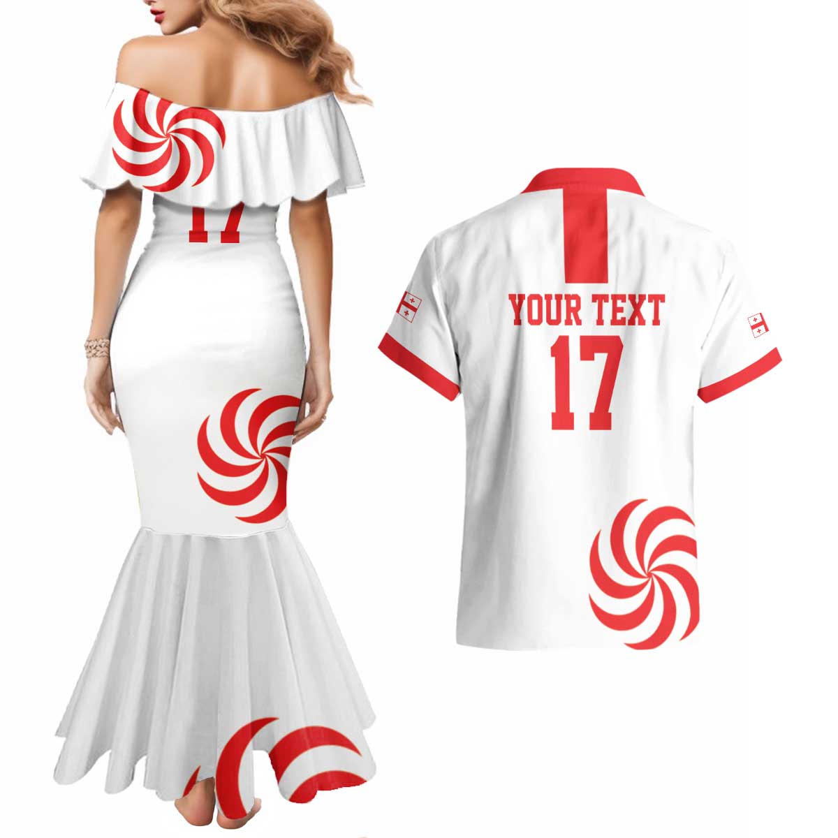 Custom Georgia Rugby We are Champions Couples Matching Mermaid Dress and Hawaiian Shirt Sporty Style with The Lelos