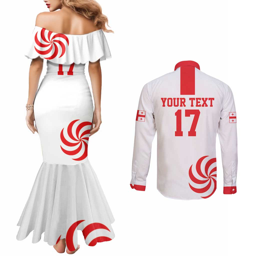 Custom Georgia Rugby We are Champions Couples Matching Mermaid Dress and Long Sleeve Button Shirt Sporty Style with The Lelos