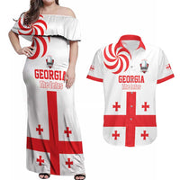 Custom Georgia Rugby We are Champions Couples Matching Off Shoulder Maxi Dress and Hawaiian Shirt Sporty Style with The Lelos
