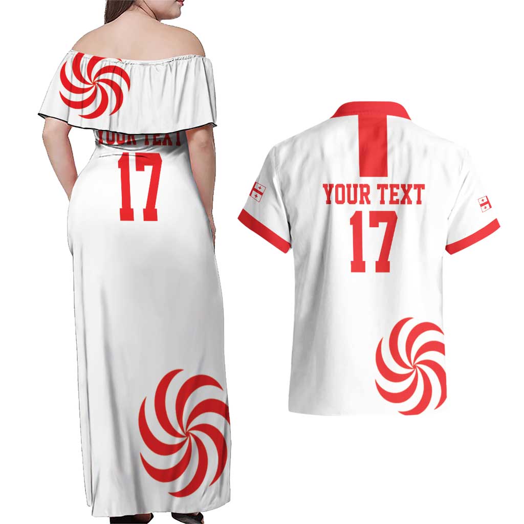 Custom Georgia Rugby We are Champions Couples Matching Off Shoulder Maxi Dress and Hawaiian Shirt Sporty Style with The Lelos