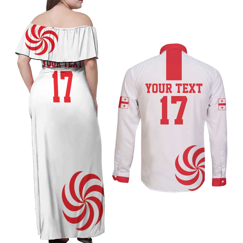 Custom Georgia Rugby We are Champions Couples Matching Off Shoulder Maxi Dress and Long Sleeve Button Shirt Sporty Style with The Lelos