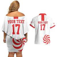 Custom Georgia Rugby We are Champions Couples Matching Off Shoulder Short Dress and Hawaiian Shirt Sporty Style with The Lelos