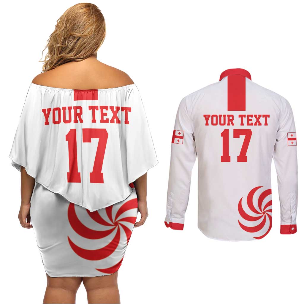 Custom Georgia Rugby We are Champions Couples Matching Off Shoulder Short Dress and Long Sleeve Button Shirt Sporty Style with The Lelos
