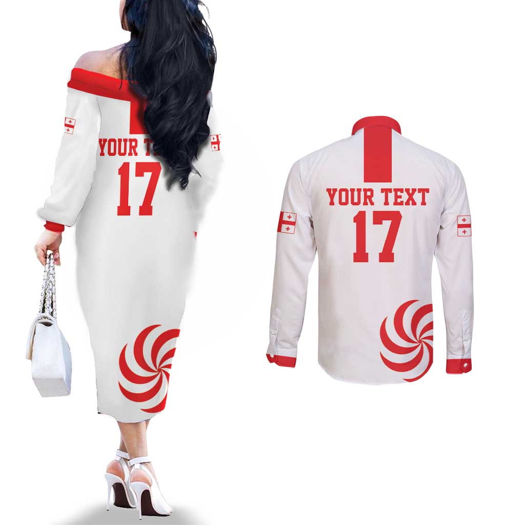 Custom Georgia Rugby We are Champions Couples Matching Off The Shoulder Long Sleeve Dress and Long Sleeve Button Shirt Sporty Style with The Lelos
