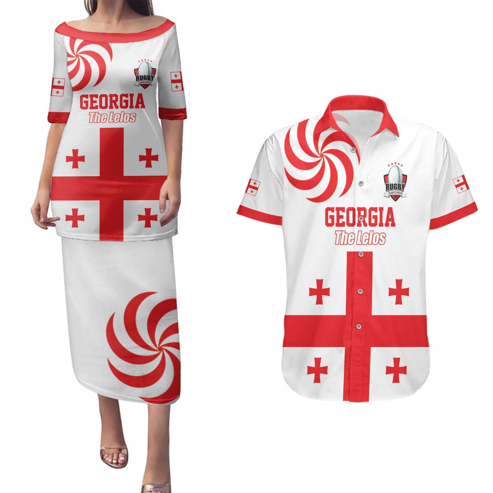 Custom Georgia Rugby We are Champions Couples Matching Puletasi and Hawaiian Shirt Sporty Style with The Lelos