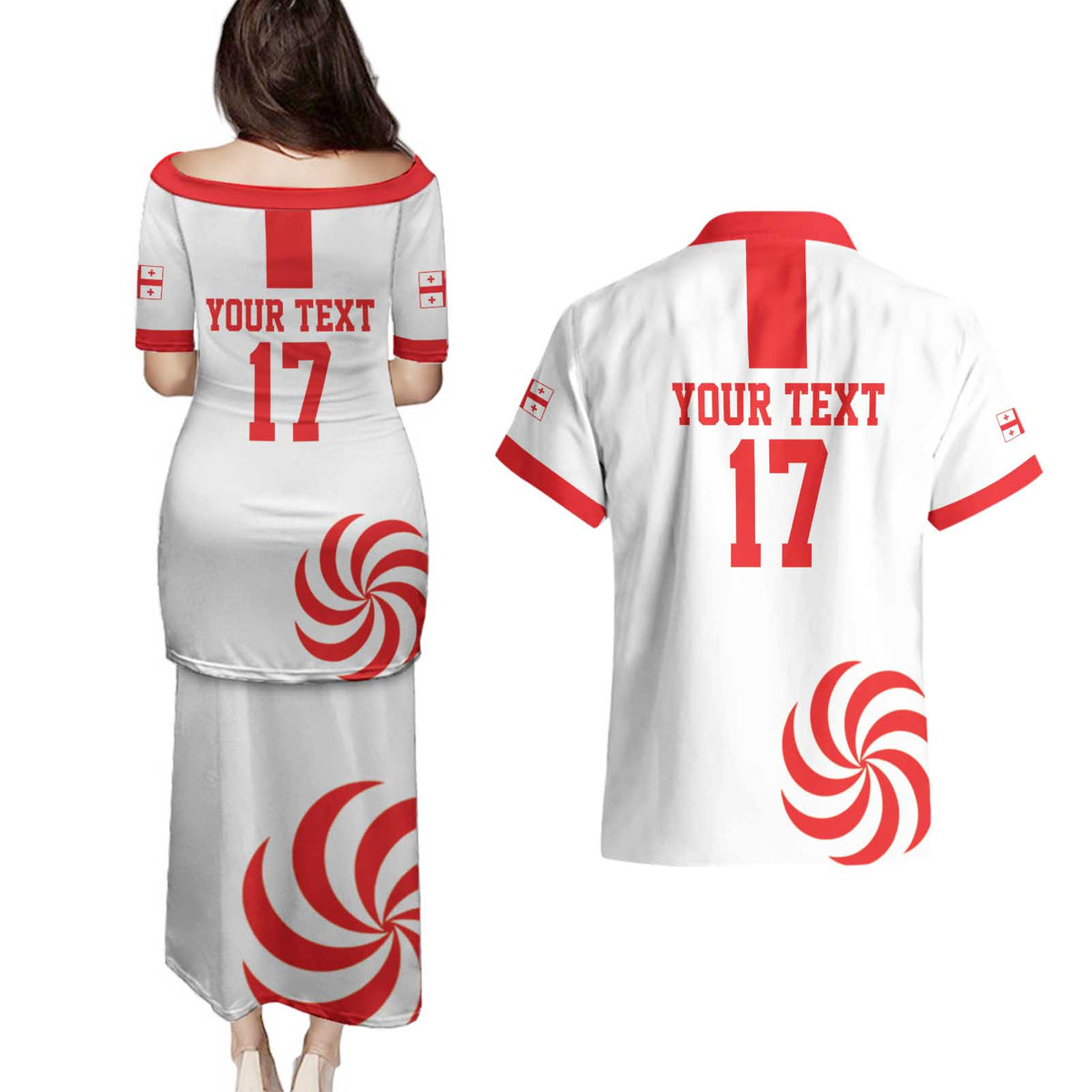 Custom Georgia Rugby We are Champions Couples Matching Puletasi and Hawaiian Shirt Sporty Style with The Lelos