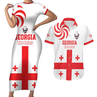 Custom Georgia Rugby We are Champions Couples Matching Short Sleeve Bodycon Dress and Hawaiian Shirt Sporty Style with The Lelos