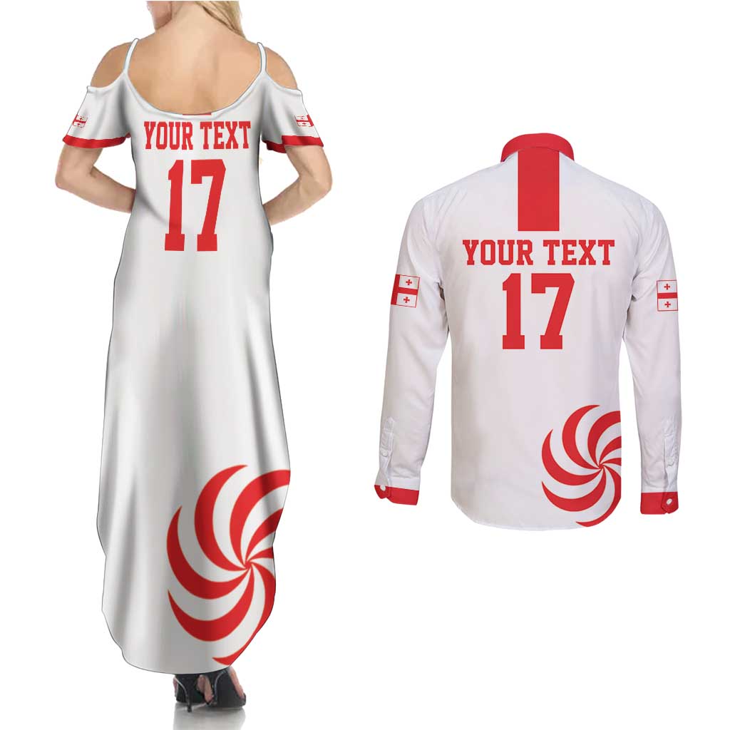 Custom Georgia Rugby We are Champions Couples Matching Summer Maxi Dress and Long Sleeve Button Shirt Sporty Style with The Lelos