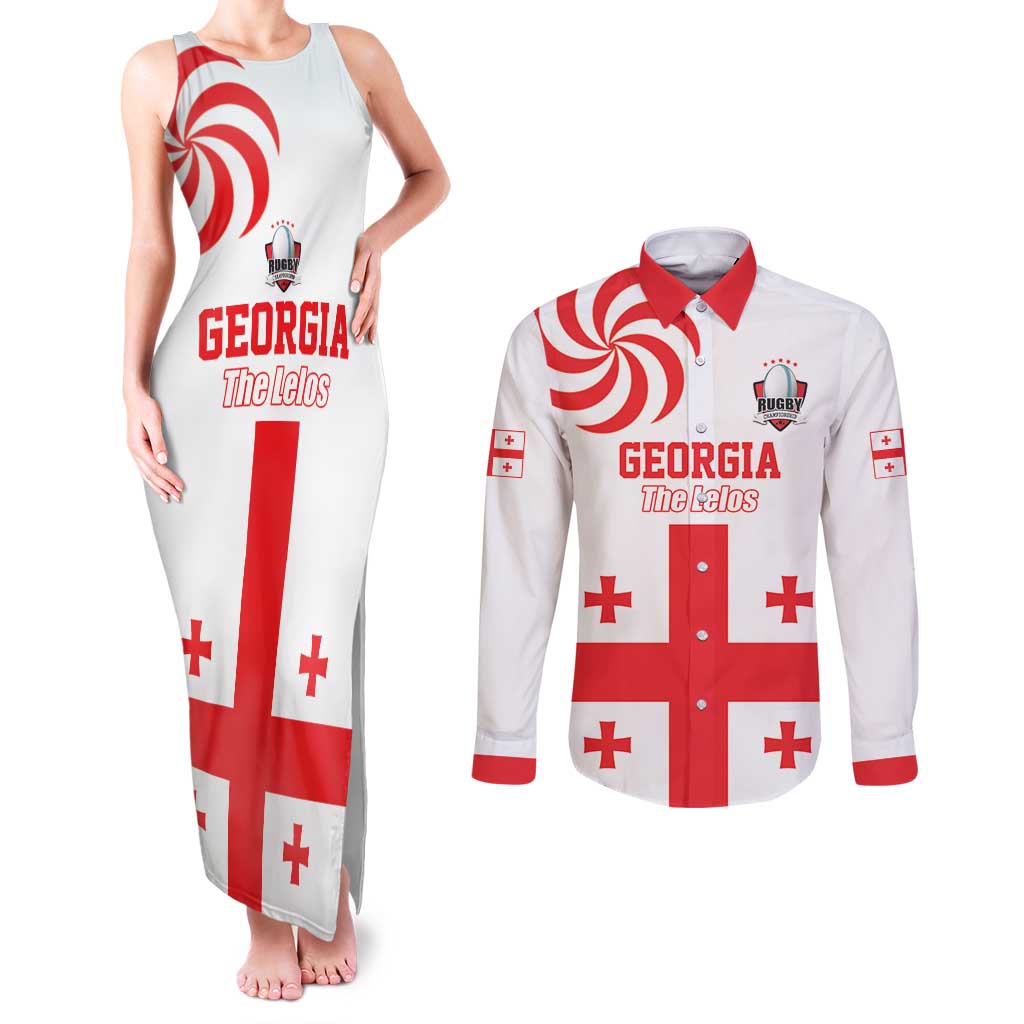 Custom Georgia Rugby We are Champions Couples Matching Tank Maxi Dress and Long Sleeve Button Shirt Sporty Style with The Lelos