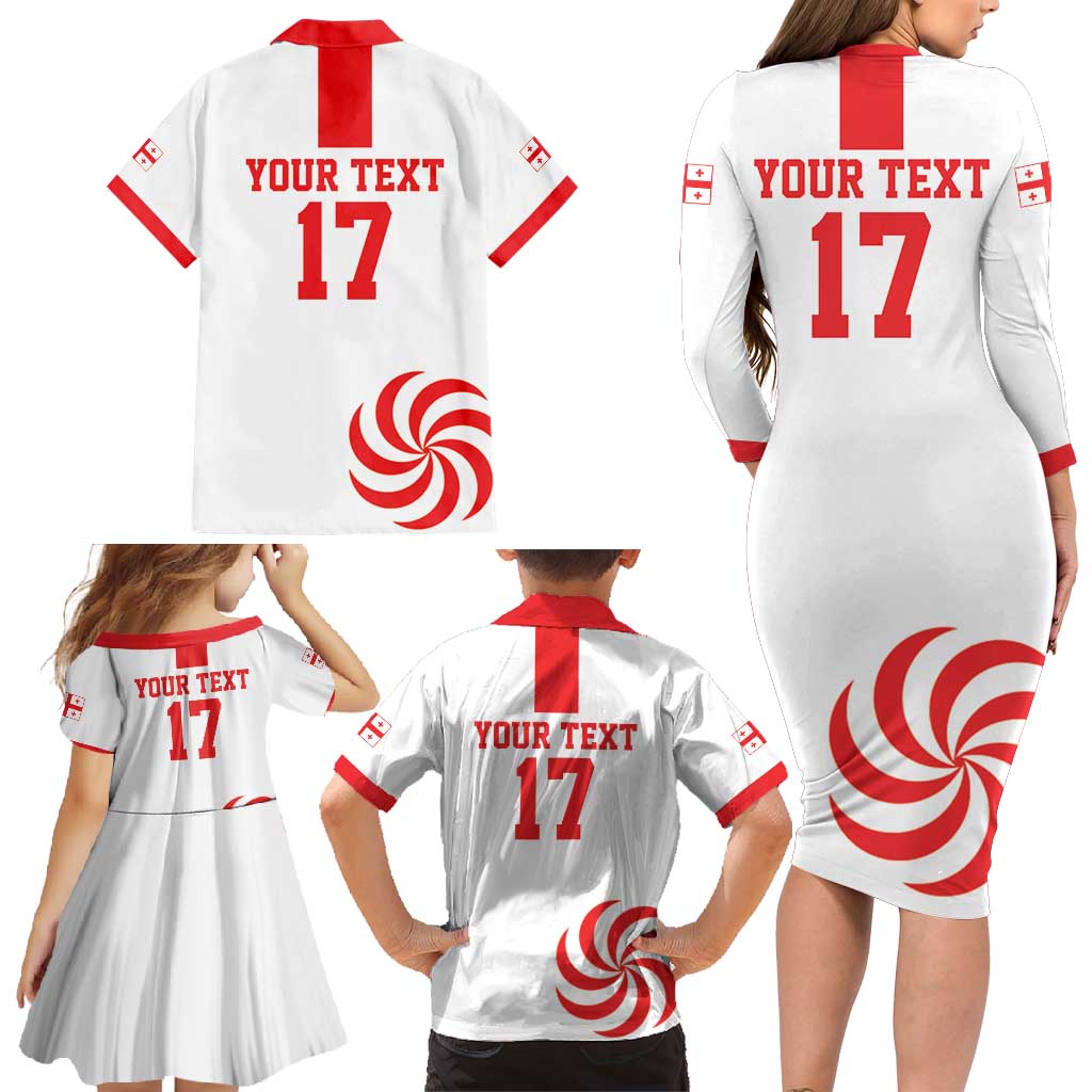 Custom Georgia Rugby We are Champions Family Matching Long Sleeve Bodycon Dress and Hawaiian Shirt Sporty Style with The Lelos