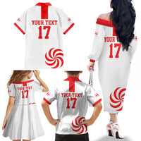 Custom Georgia Rugby We are Champions Family Matching Off The Shoulder Long Sleeve Dress and Hawaiian Shirt Sporty Style with The Lelos