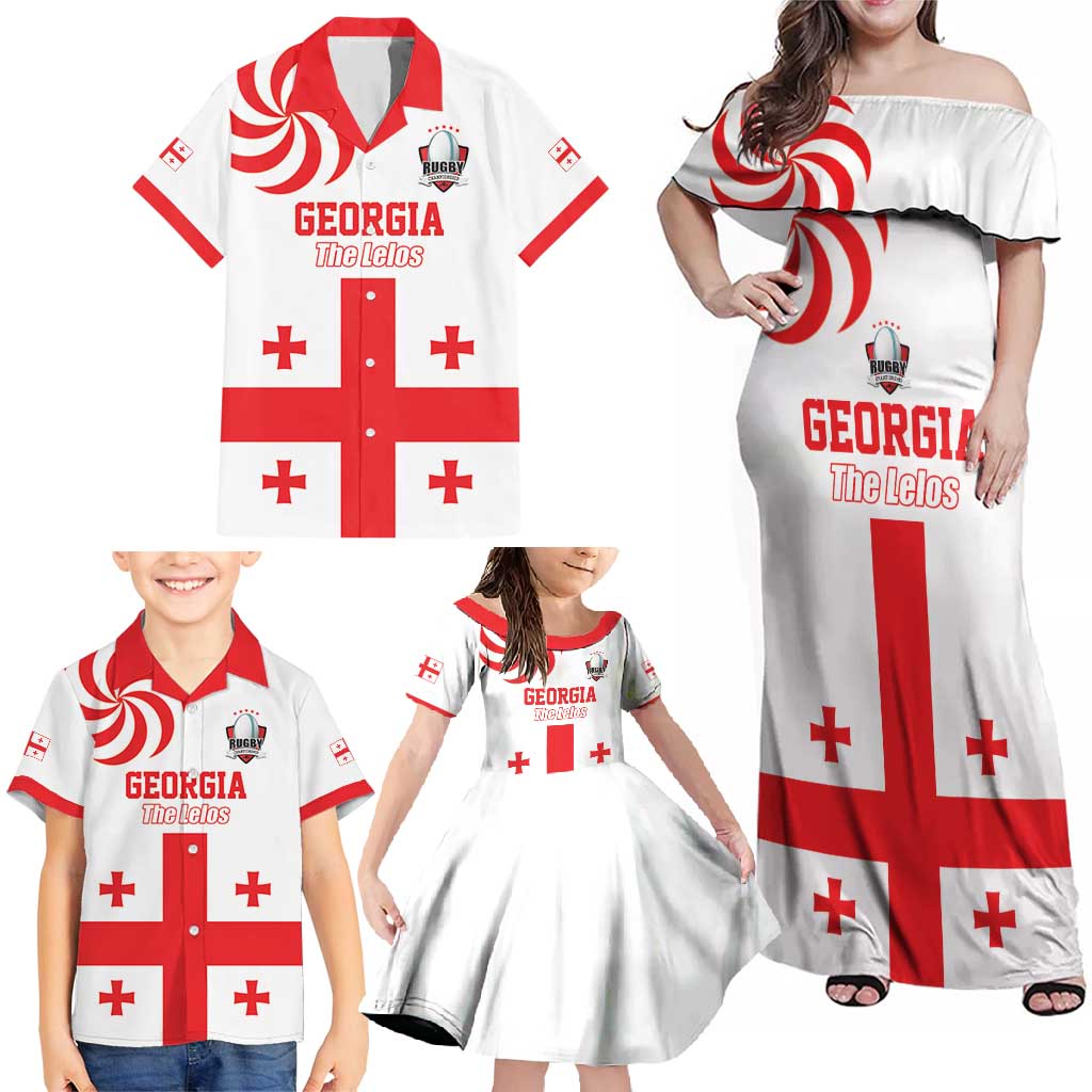 Custom Georgia Rugby We are Champions Family Matching Off Shoulder Maxi Dress and Hawaiian Shirt Sporty Style with The Lelos