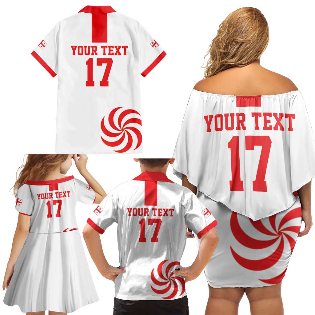 Custom Georgia Rugby We are Champions Family Matching Off Shoulder Short Dress and Hawaiian Shirt Sporty Style with The Lelos