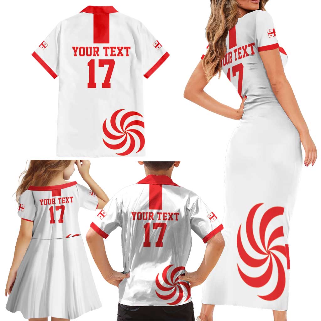 Custom Georgia Rugby We are Champions Family Matching Short Sleeve Bodycon Dress and Hawaiian Shirt Sporty Style with The Lelos