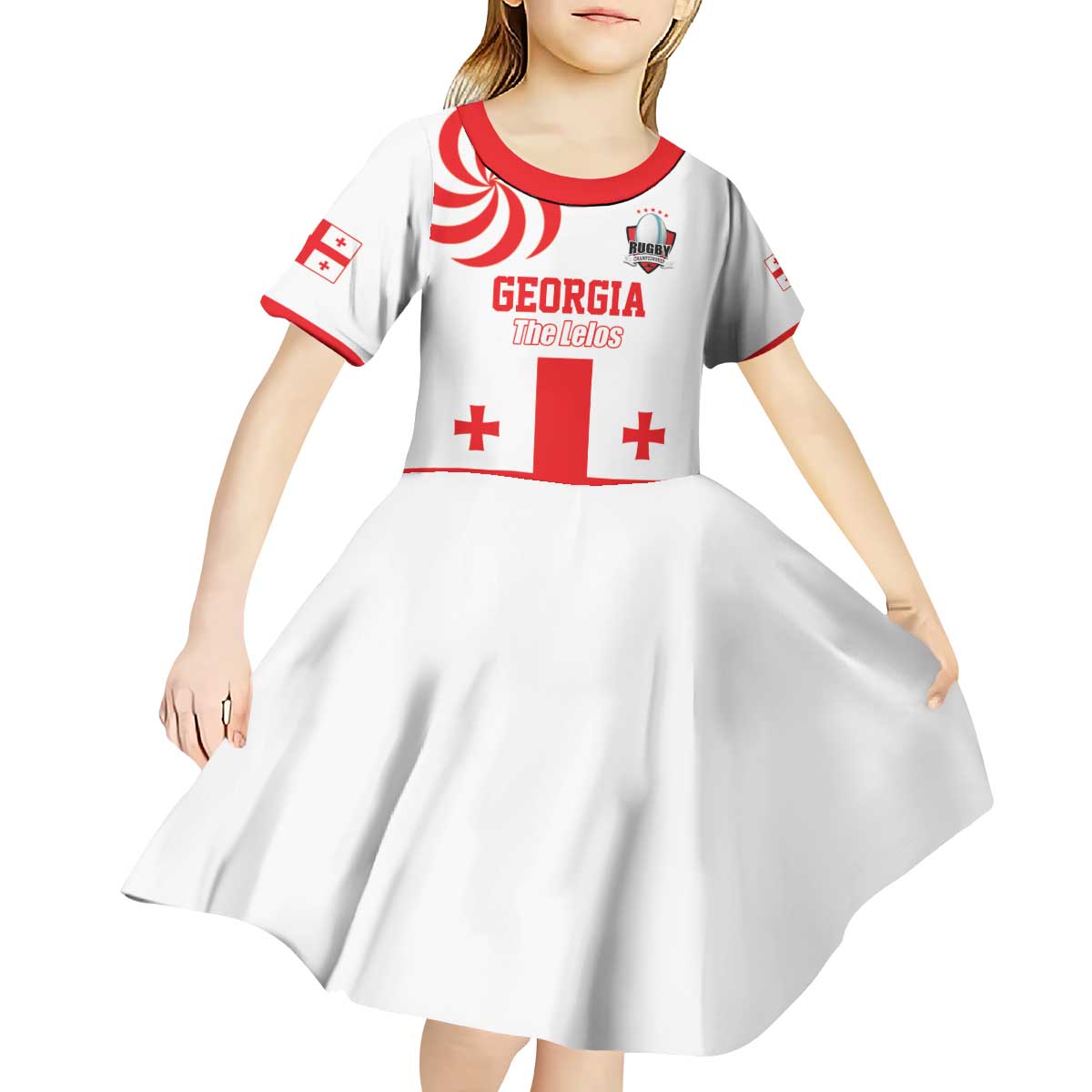 Custom Georgia Rugby We are Champions Kid Short Sleeve Dress Sporty Style with The Lelos