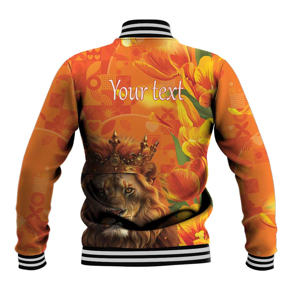 Personalized Netherlands Koningsdag Baseball Jacket 27th April Lion with Orange Tulip