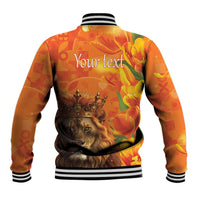 Personalized Netherlands Koningsdag Baseball Jacket 27th April Lion with Orange Tulip