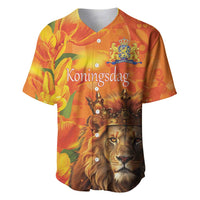 Personalized Netherlands Koningsdag Baseball Jersey 27th April Lion with Orange Tulip