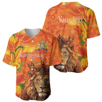 Personalized Netherlands Koningsdag Baseball Jersey 27th April Lion with Orange Tulip