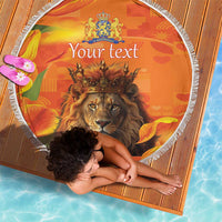 Personalized Netherlands Koningsdag Beach Blanket 27th April Lion with Orange Tulip