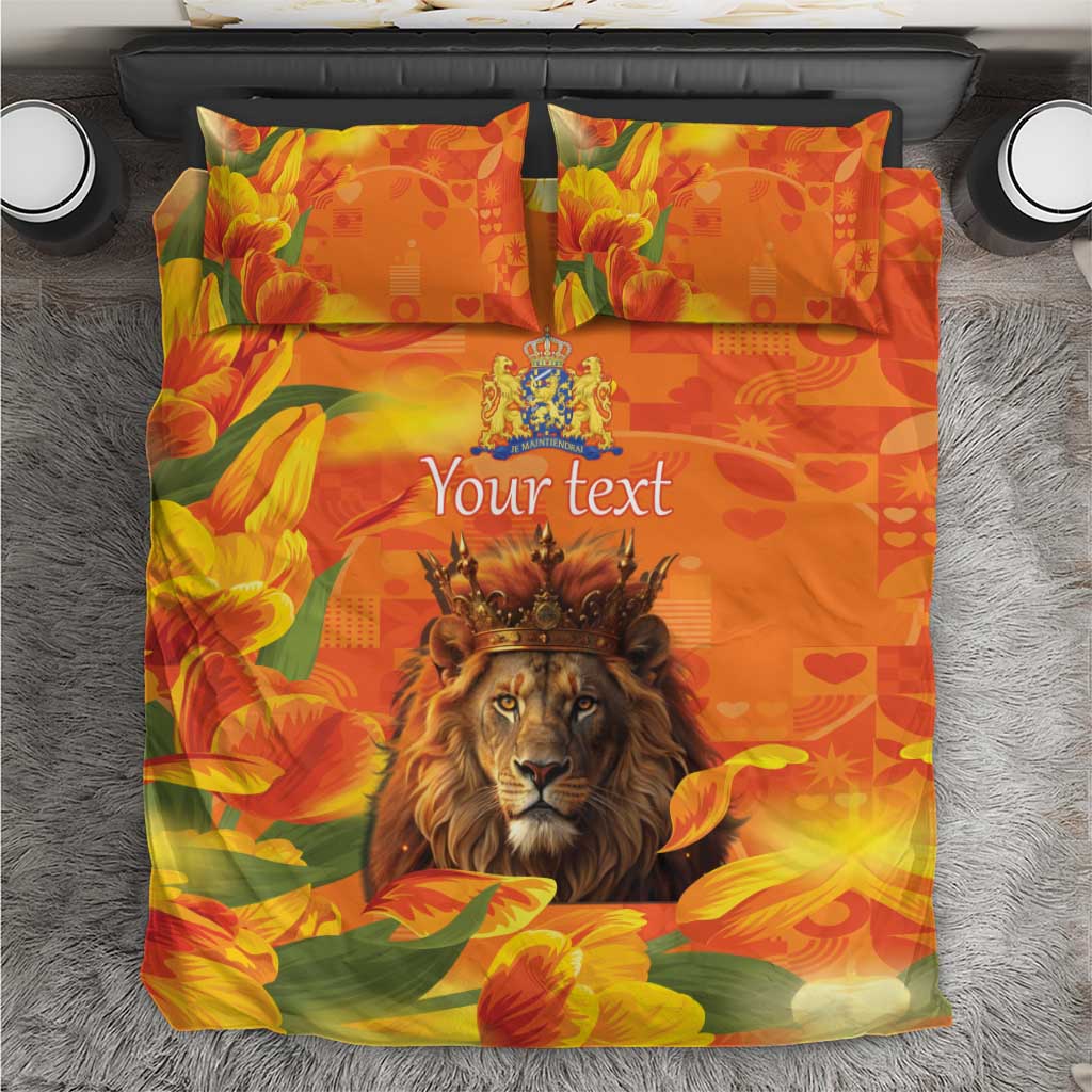 Personalized Netherlands Koningsdag Bedding Set 27th April Lion with Orange Tulip
