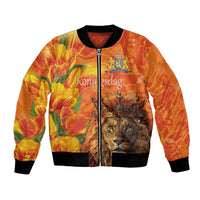 Personalized Netherlands Koningsdag Bomber Jacket 27th April Lion with Orange Tulip