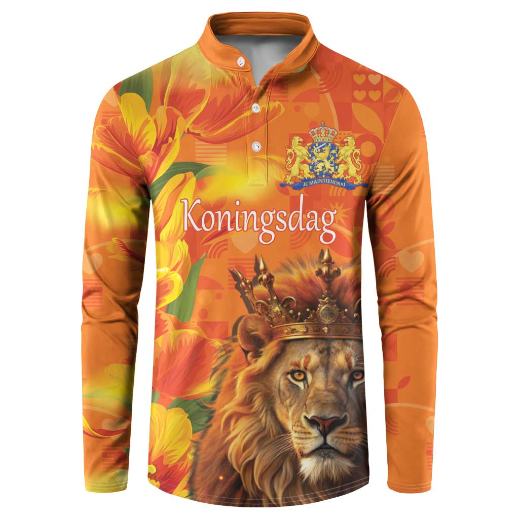 Personalized Netherlands Koningsdag Button Sweatshirt 27th April Lion with Orange Tulip
