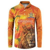 Personalized Netherlands Koningsdag Button Sweatshirt 27th April Lion with Orange Tulip