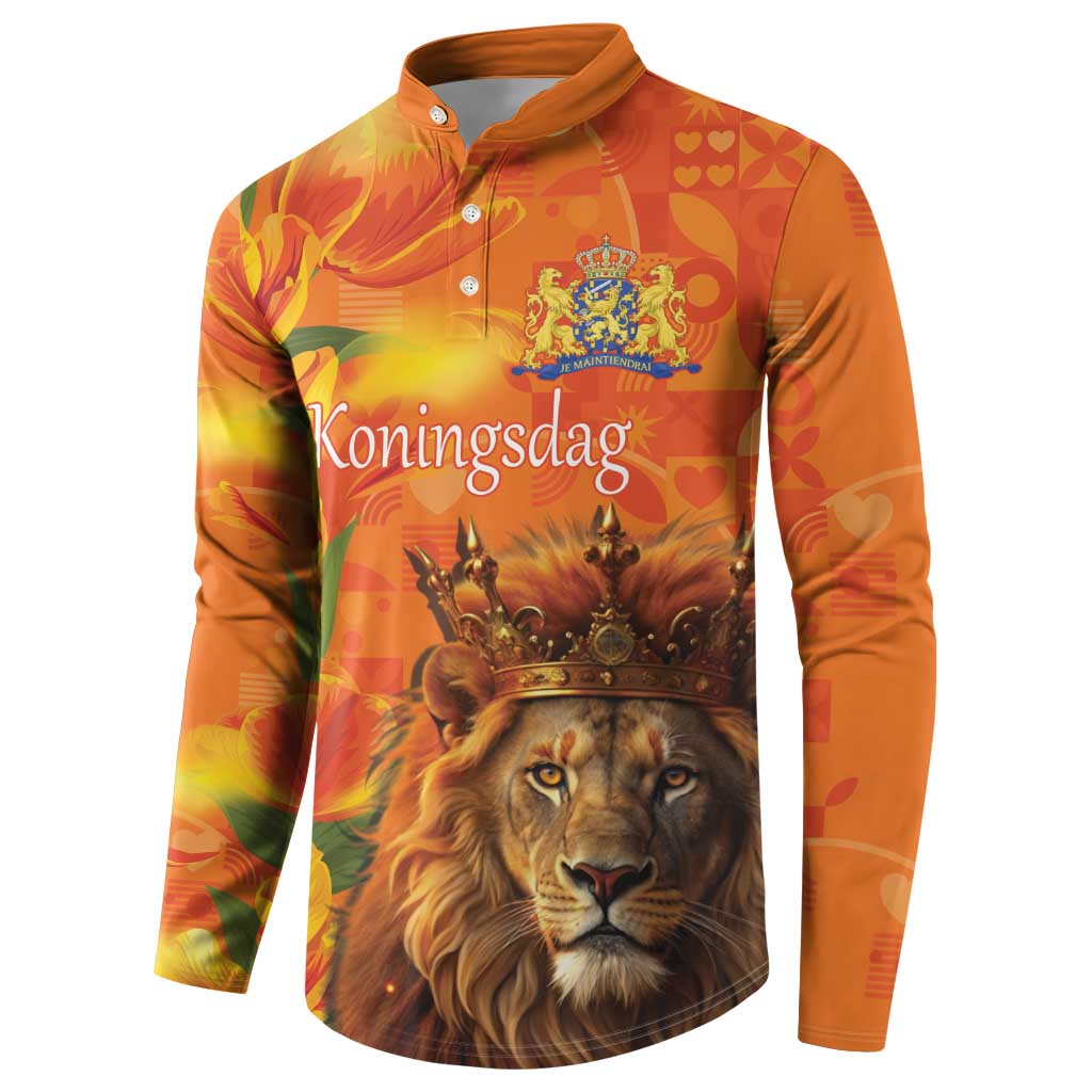 Personalized Netherlands Koningsdag Button Sweatshirt 27th April Lion with Orange Tulip