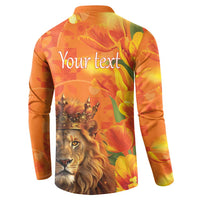 Personalized Netherlands Koningsdag Button Sweatshirt 27th April Lion with Orange Tulip
