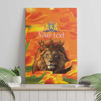 Personalized Netherlands Koningsdag Canvas Wall Art 27th April Lion with Orange Tulip