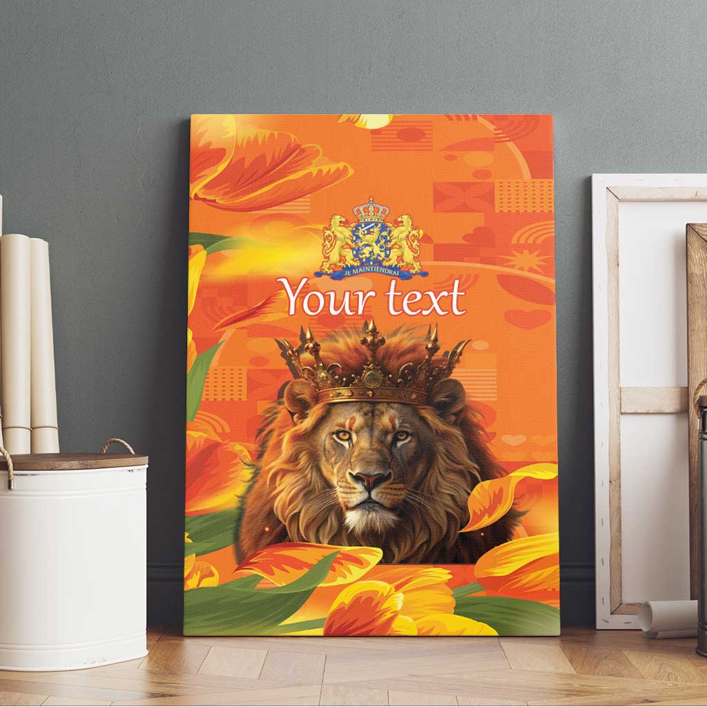 Personalized Netherlands Koningsdag Canvas Wall Art 27th April Lion with Orange Tulip