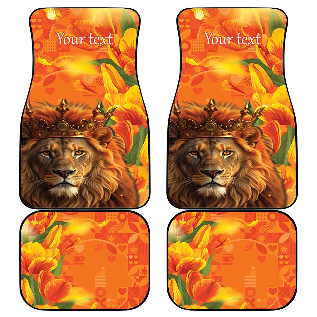 Personalized Netherlands Koningsdag Car Mats 27th April Lion with Orange Tulip