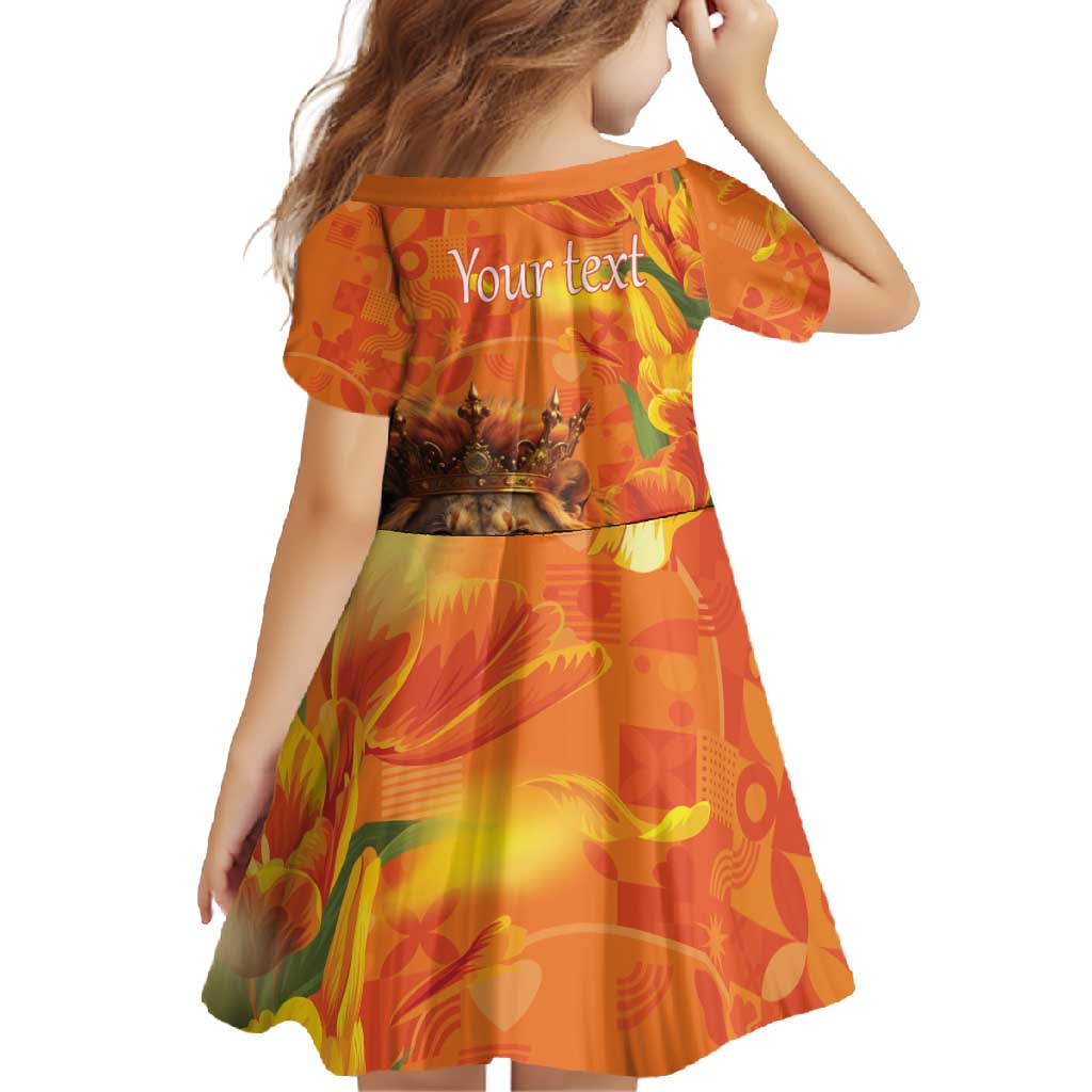 Personalized Netherlands Koningsdag Family Matching Long Sleeve Bodycon Dress and Hawaiian Shirt 27th April Lion with Orange Tulip