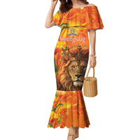 Personalized Netherlands Koningsdag Family Matching Mermaid Dress and Hawaiian Shirt 27th April Lion with Orange Tulip