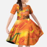Personalized Netherlands Koningsdag Family Matching Off Shoulder Maxi Dress and Hawaiian Shirt 27th April Lion with Orange Tulip