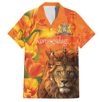 Personalized Netherlands Koningsdag Family Matching Off Shoulder Maxi Dress and Hawaiian Shirt 27th April Lion with Orange Tulip
