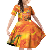 Personalized Netherlands Koningsdag Family Matching Off Shoulder Short Dress and Hawaiian Shirt 27th April Lion with Orange Tulip