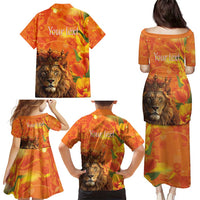 Personalized Netherlands Koningsdag Family Matching Puletasi and Hawaiian Shirt 27th April Lion with Orange Tulip