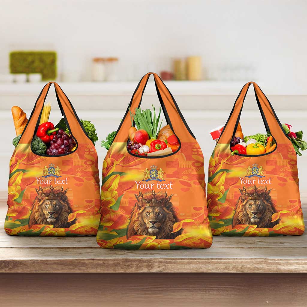 Personalized Netherlands Koningsdag Grocery Bag 27th April Lion with Orange Tulip