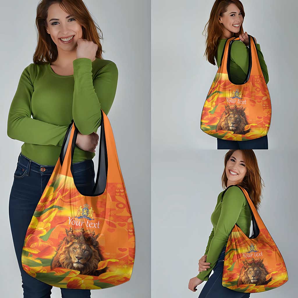 Personalized Netherlands Koningsdag Grocery Bag 27th April Lion with Orange Tulip