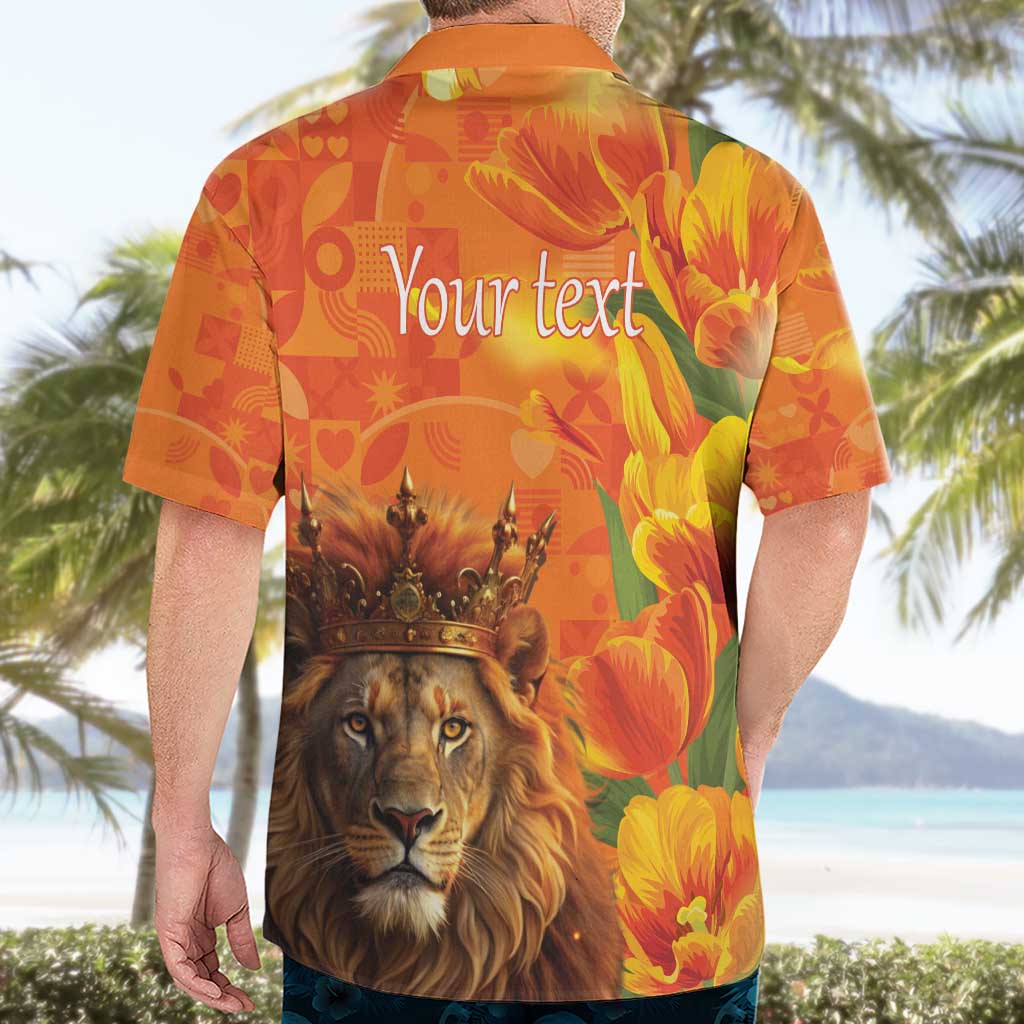 Personalized Netherlands Koningsdag Hawaiian Shirt 27th April Lion with Orange Tulip