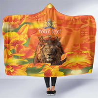 Personalized Netherlands Koningsdag Hooded Blanket 27th April Lion with Orange Tulip