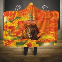 Personalized Netherlands Koningsdag Hooded Blanket 27th April Lion with Orange Tulip